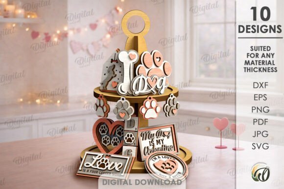Dog Valentines Day Tiered Tray 139882712 Creativo Digital